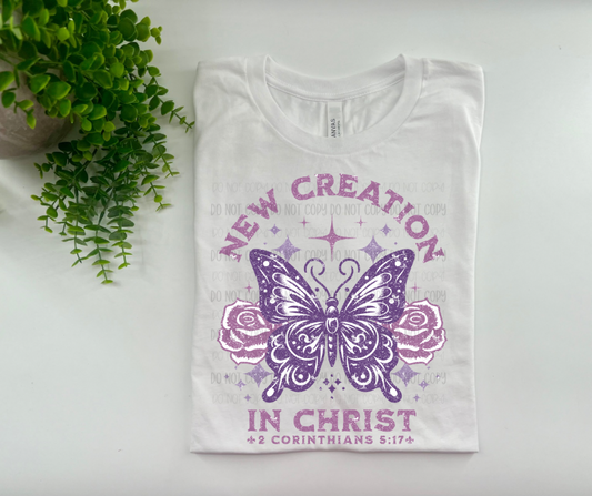 New Creation In Christ Butterfly - Bella Canvas - White