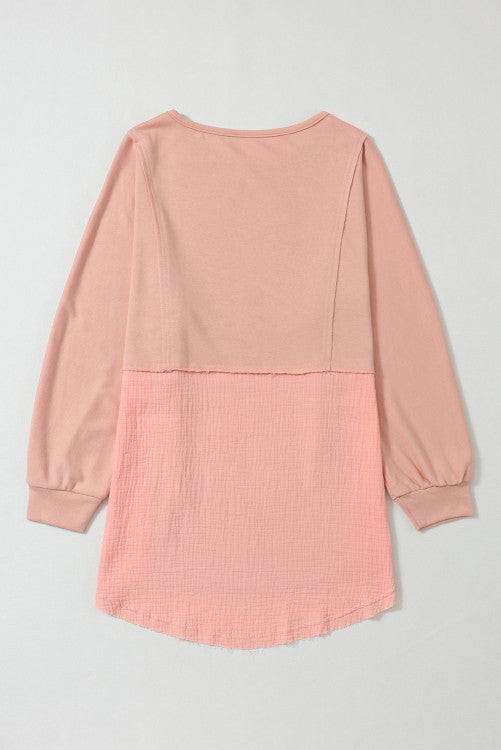 PINK FRIDAY BOUTIQUE PREORDER: Crinkle Raw Hem Oversized Blouse