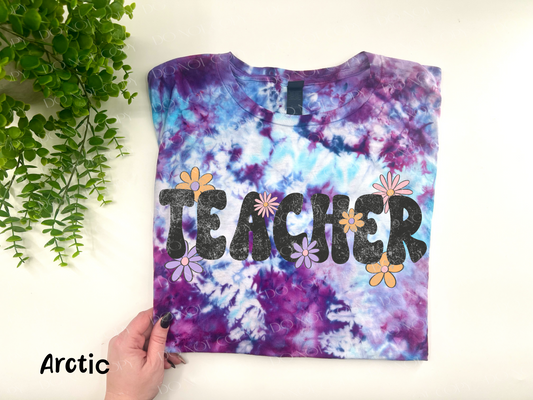 **CUSTOM GRADES** Floral Distressed - Arctic Ice Dyed Tshirt - YOUTH & ADULT