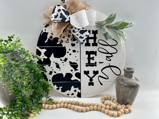 Hey Yall Cowhide - 18” White Faux Pallet Door Hanger
