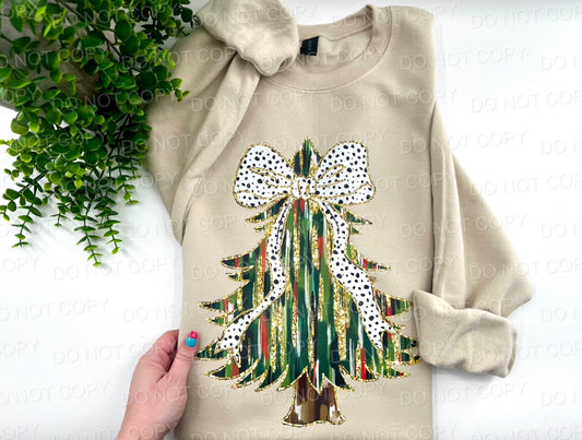 Green Coquette Gold Dalmation Tree - Sand Sweatshirt