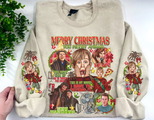 LIMITED TIME: Merry Christmas You Filthy Animal with Sleeves - Sand Sweatshirt