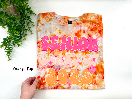Senior Class Of 2025 - Orange Pop Ice Dyed Tshirt - YOUTH & ADULTg