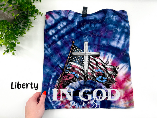 In God We Trust - Liberty Ice Dyed Tshirt - YOUTH & ADULT