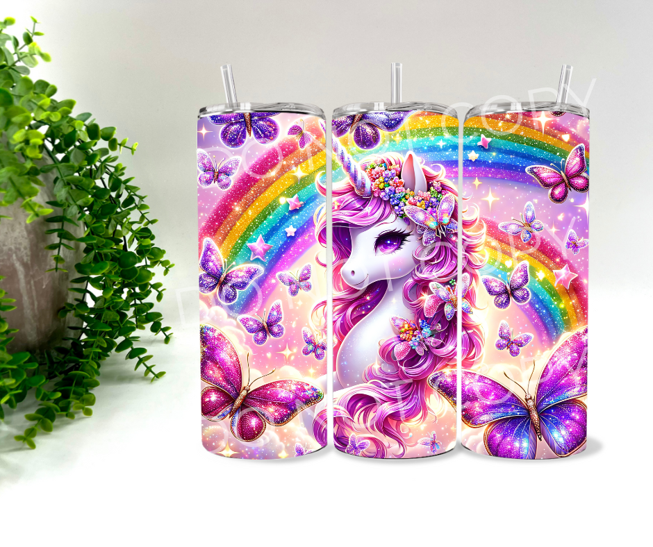 Glittered Rainbow Unicorn - 20 oz Tumbler