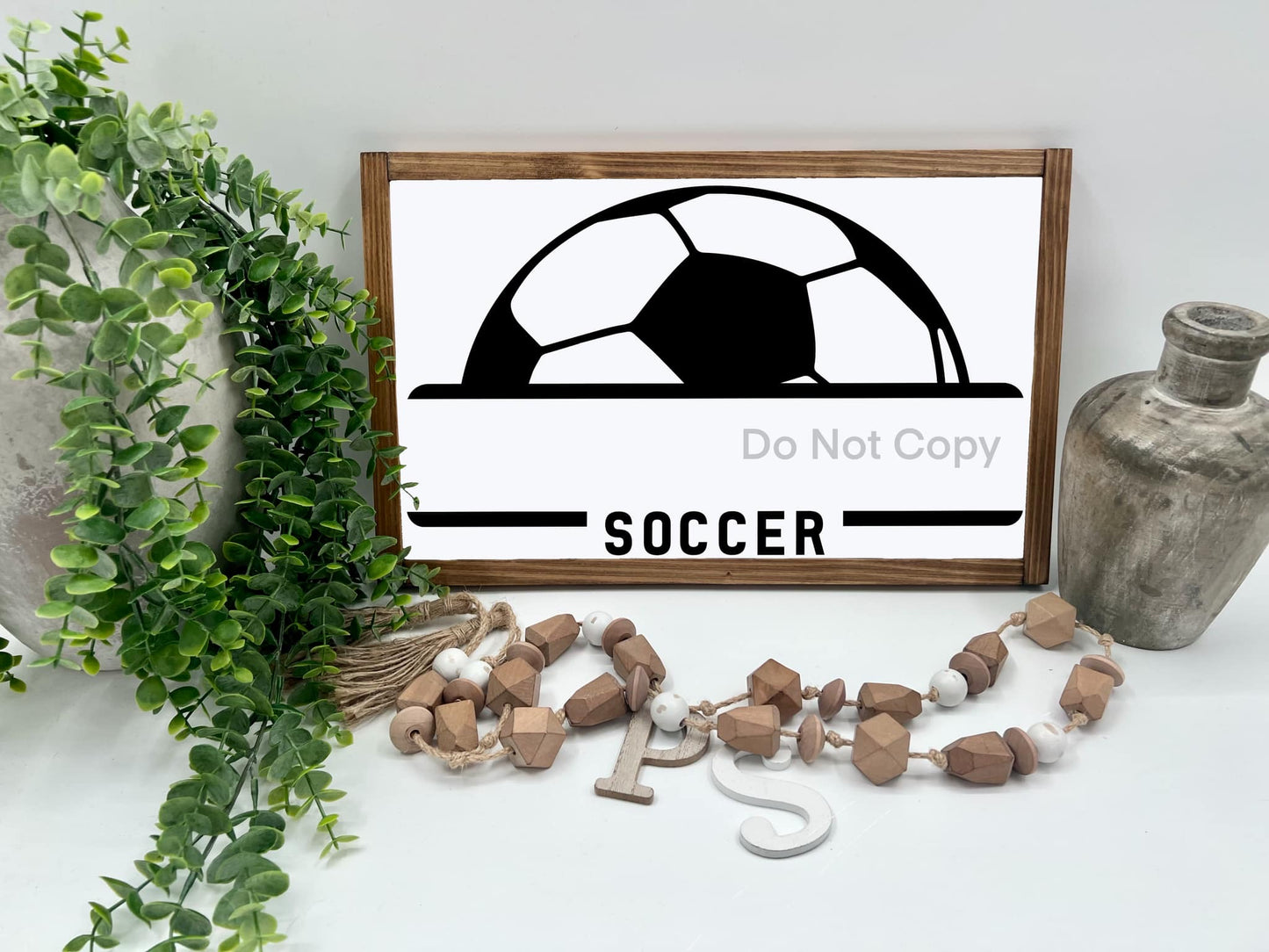 SOCCER  - White/Thick/E. Amer. - Wood Sign