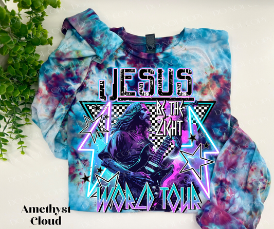 Jesus World Tour, Be The Light - Amethyst Cloud Ice Dyed Tshirt - YOUTH & ADULT