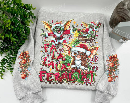 LIMITED TIME: Fa La La La Feral with Sleeves - Ash Sweatshirt