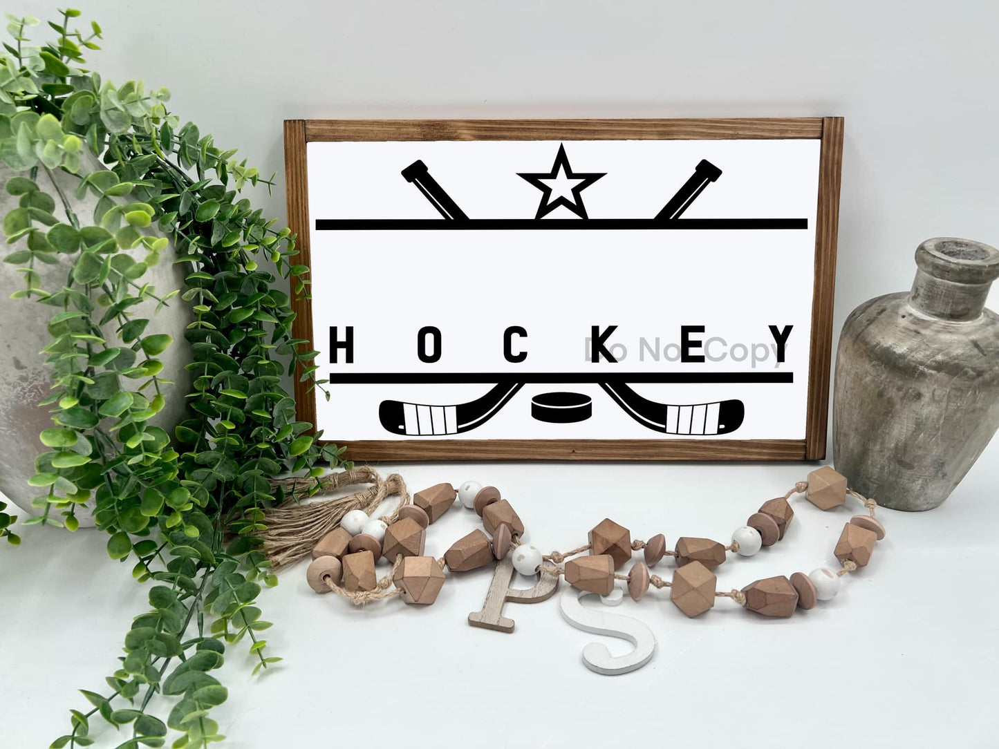 HOCKEY - White/Thick/E. Amer. - Wood Sign