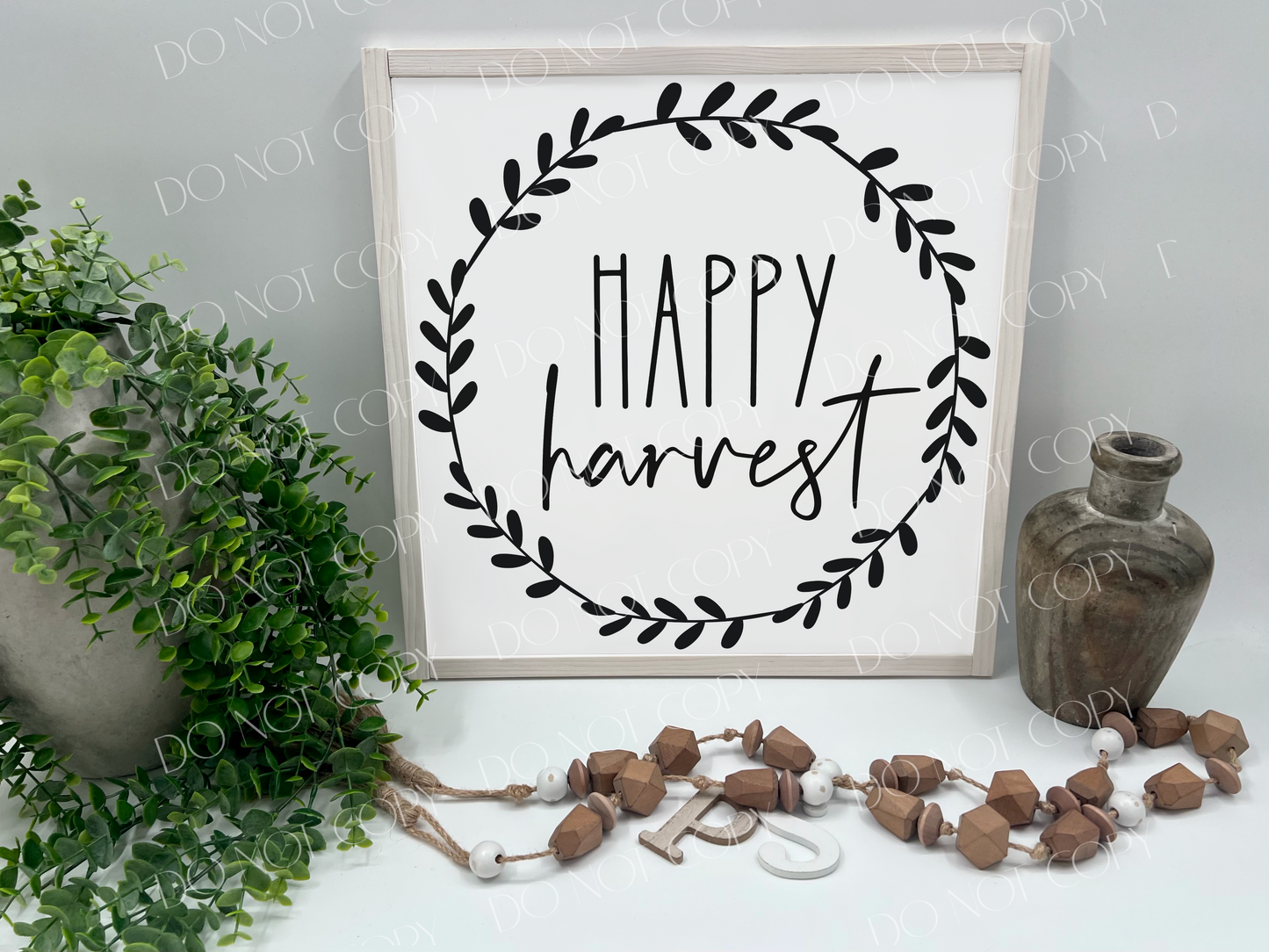 Happy Harvest - White/Thick/White Wash - Wood Sign