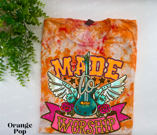 Made To Worship - Orange Pop Ice Dyed Tshirt - YOUTH & ADULTe