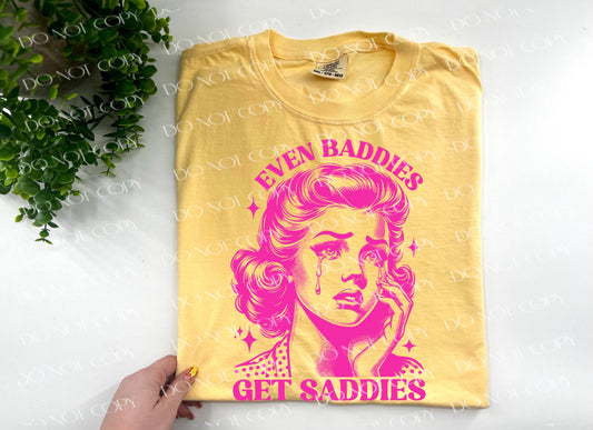 Even Baddies Get Saddies Vintage Lady - Comfort Colors Butter