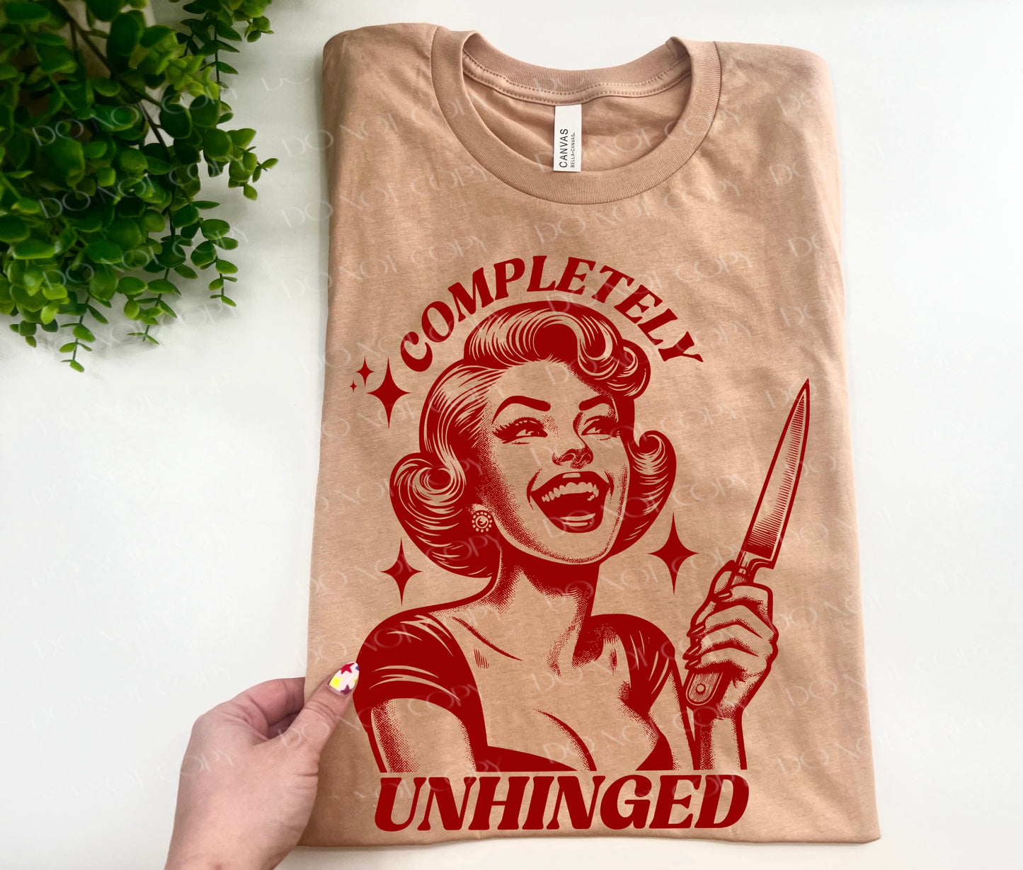 Completely Unhinged Vintage Lady - Bella Canvas Sand Dune