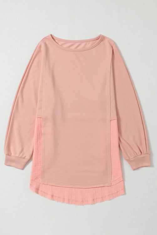 PINK FRIDAY BOUTIQUE PREORDER: Crinkle Raw Hem Oversized Blouse