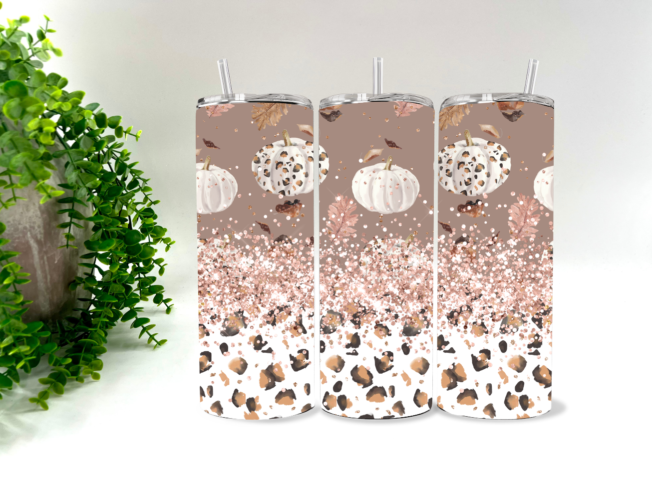 Leopard Rose Gold Pumpkins - 20 oz Tumbler