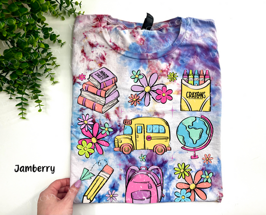 **CUSTOM GRADES** School Collage 1 - Jamberry Ice Dyed Tshirt - YOUTH & ADULT