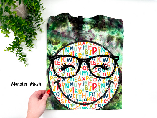 Alphabet Face - Monster Mash Ice Dyed Tshirt - YOUTH & ADULTc