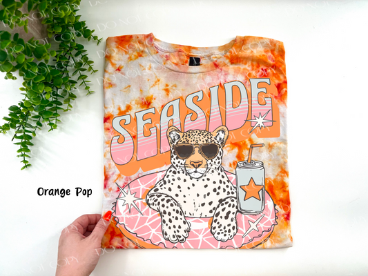 Seaside Cheetah - Orange Pop Ice Dyed Tshirt - YOUTH & ADULT