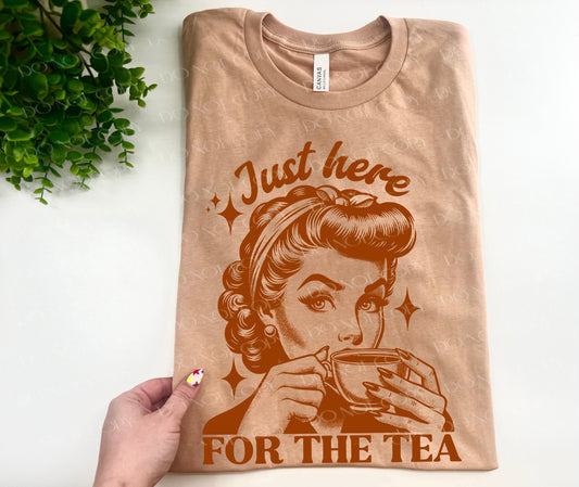 Just Here For The Tea Vintage Lady - Bella Canvas Sand Dune