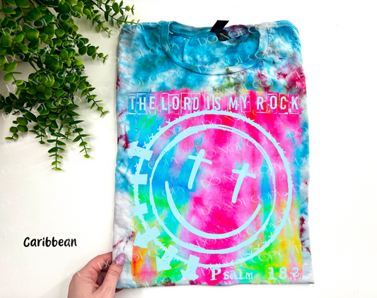 The Lord Is My Rock - Caribbean Ice Dyed Tshirt - YOUTH & ADULTe