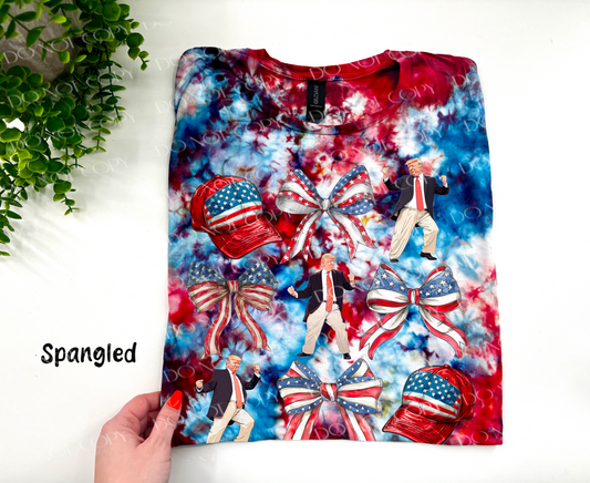Bows & Tr*mp - Spangled Ice Dyed Tshirt - YOUTH & ADULT