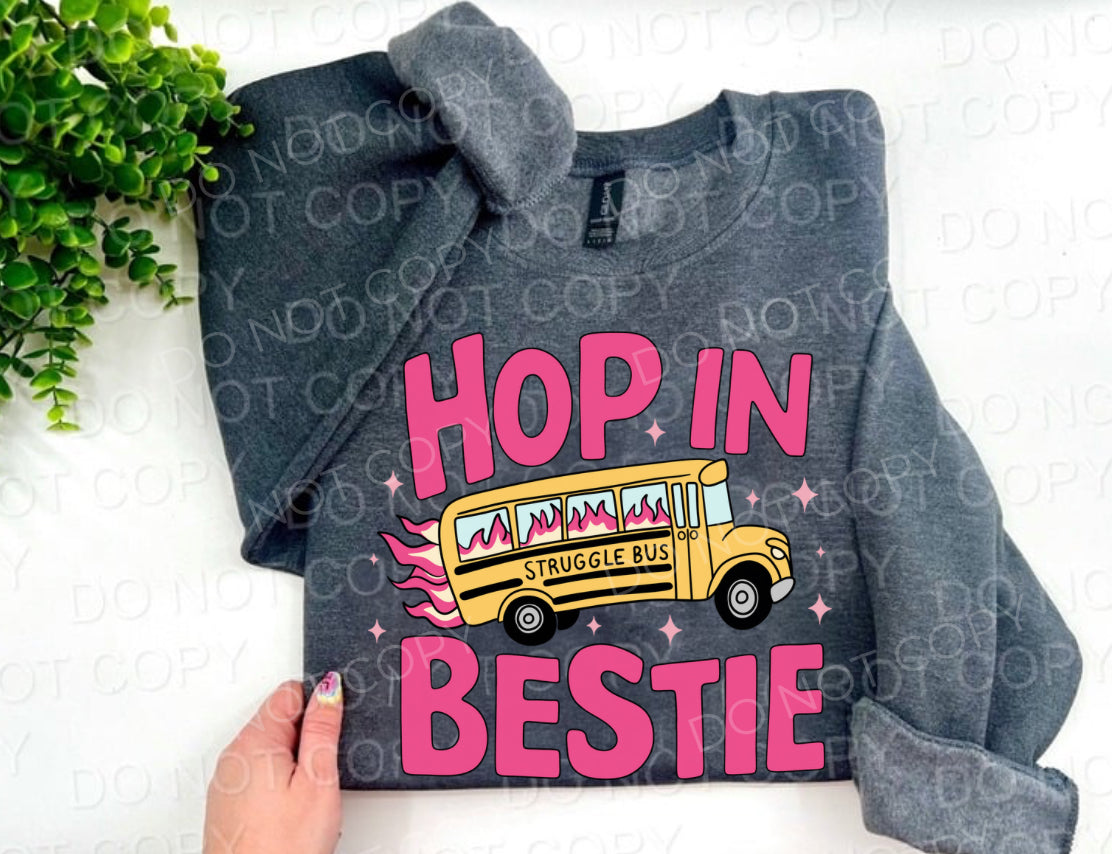 Hop In Bestie Struggle Bus - Dark Heather Gray Sweatshirt