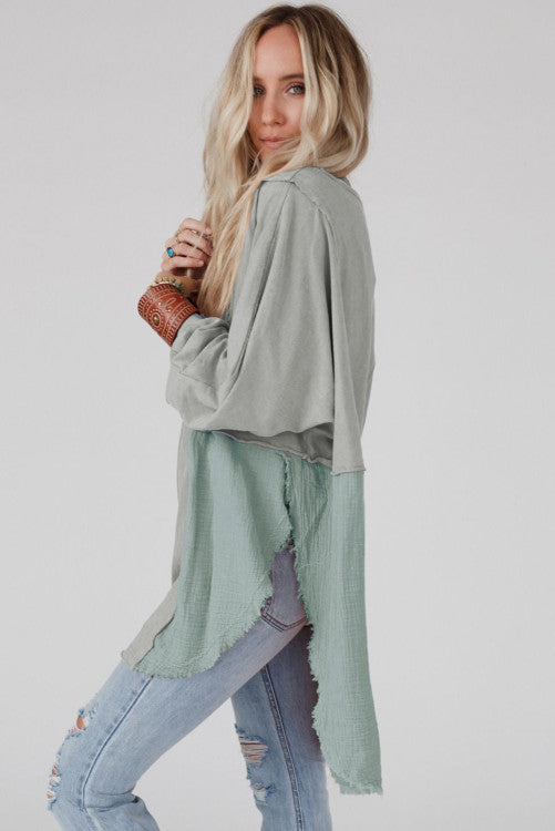 PINK FRIDAY BOUTIQUE PREORDER: Crinkle Raw Hem Oversized Blouse