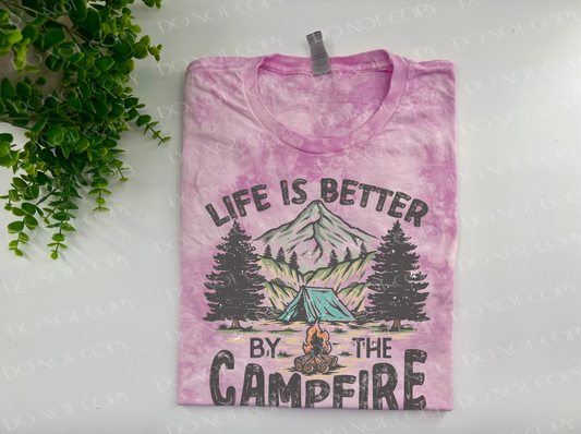 Life Is Better By The Campfire - Lilac Crystal Dyed Tshirt