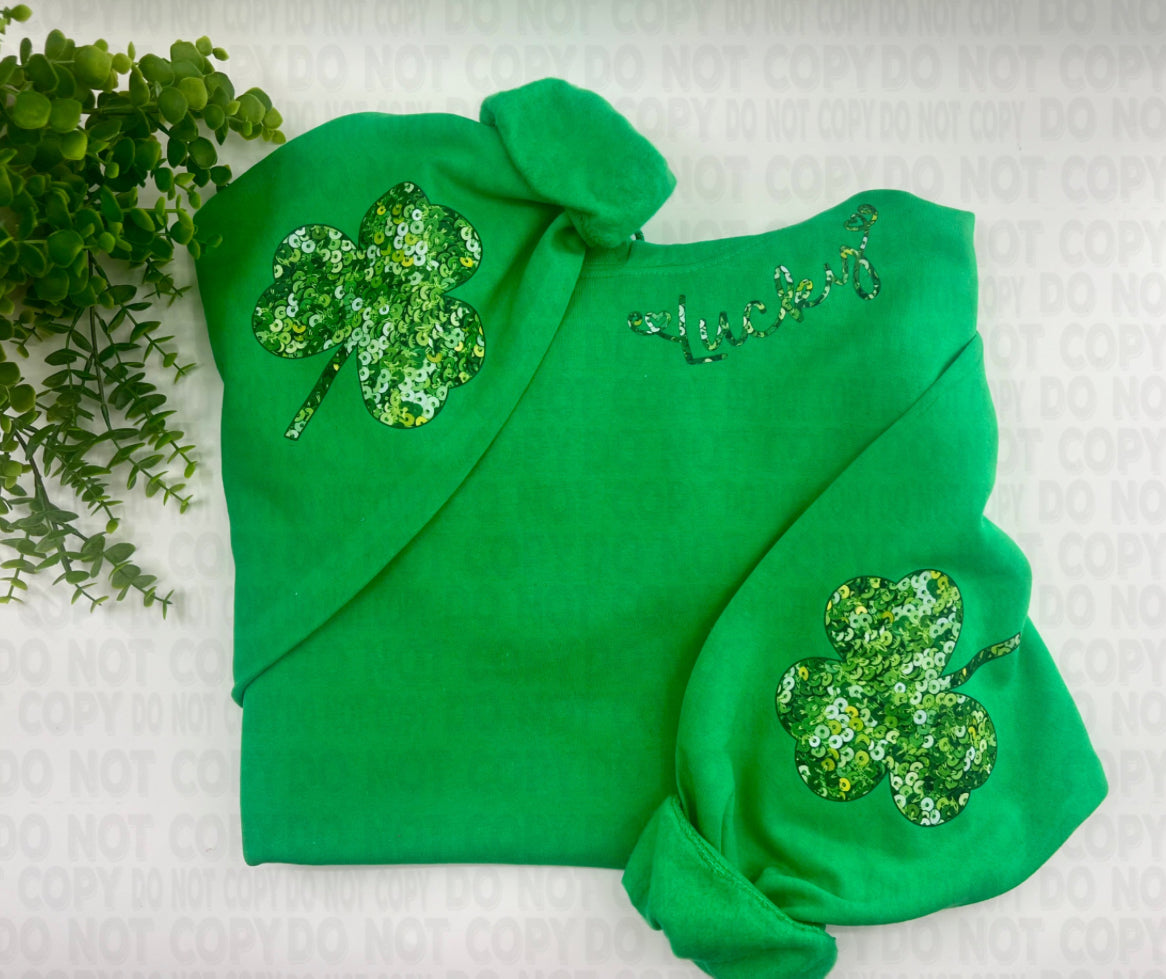 Lucky Faux (fake) Sequins - Irish Green Sweatshirt