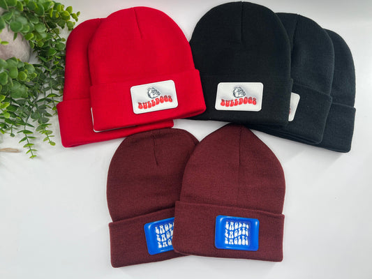 READY TO SHIP: School Mascot Patched Beanies