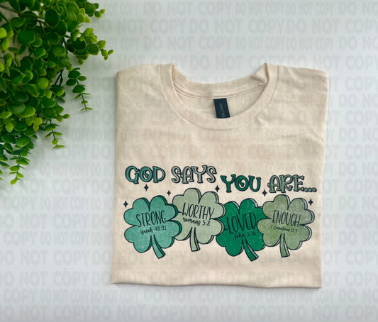 God Says You Are Clovers - Gildan Softstyle Natural Tshirt