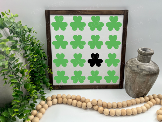 Green Clovers - White/Thick/Kona  - Wood Sign