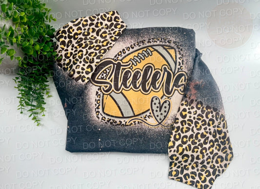 St**l*rs Leopard - Bleached Dark Heather Sweatshirt With Printed Sleeve