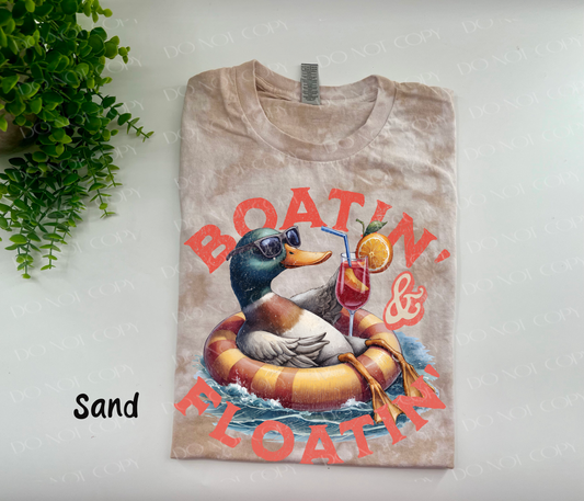 Boatin’ And Floatin’ Mallard - Sand Crystal Dyed Tshirt