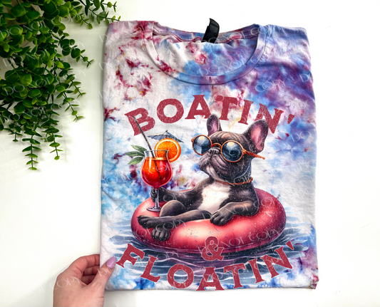 Boatin’ And Floatin’ Frenchie - Jamberry Ice Dyed Tshirt - YOUTH & ADULT