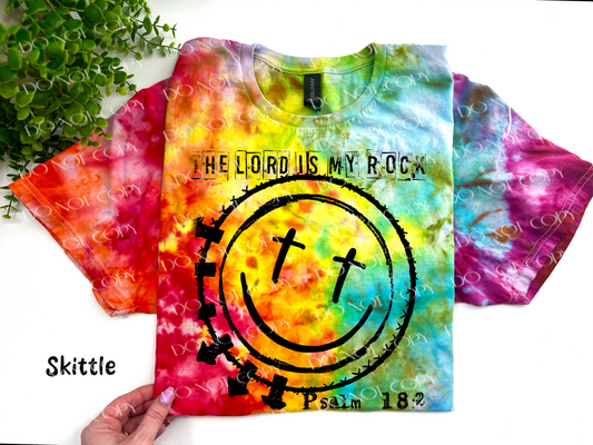 The Lord Is My Rock - Skittle Ice Dyed Tshirt - YOUTH & ADULT
