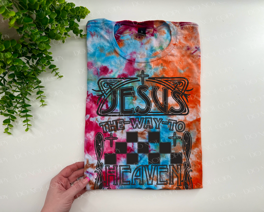 Jesus The Way To Heaven - Frankly Loved Ice Dyed Tshirt - YOUTH & ADULT
