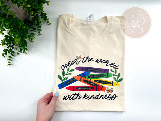 Color The World With Kindness - Bella Canvas Natural Tshirt