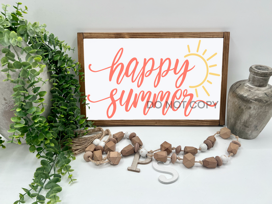 Happy Summer   - White/Thick/E. Amer. - Wood Sign