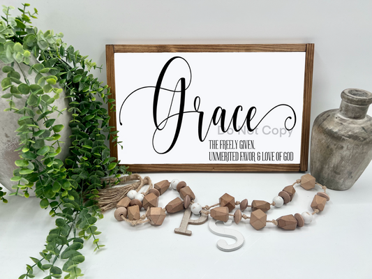 GRACE   - White/Thick/E. Amer. - Wood Sign