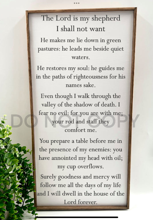 THE LORD IS MY SHEPHERD - White/Thick/E. Black - Wood Sign
