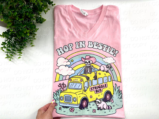 HOP IN BESTIE | BELLA CANVAS BABY PINK