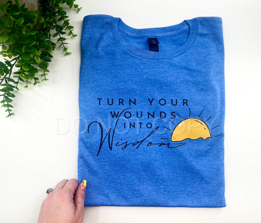 Turn Your Wounds Into Wisdom Tshirt - Gildan Heather Royal