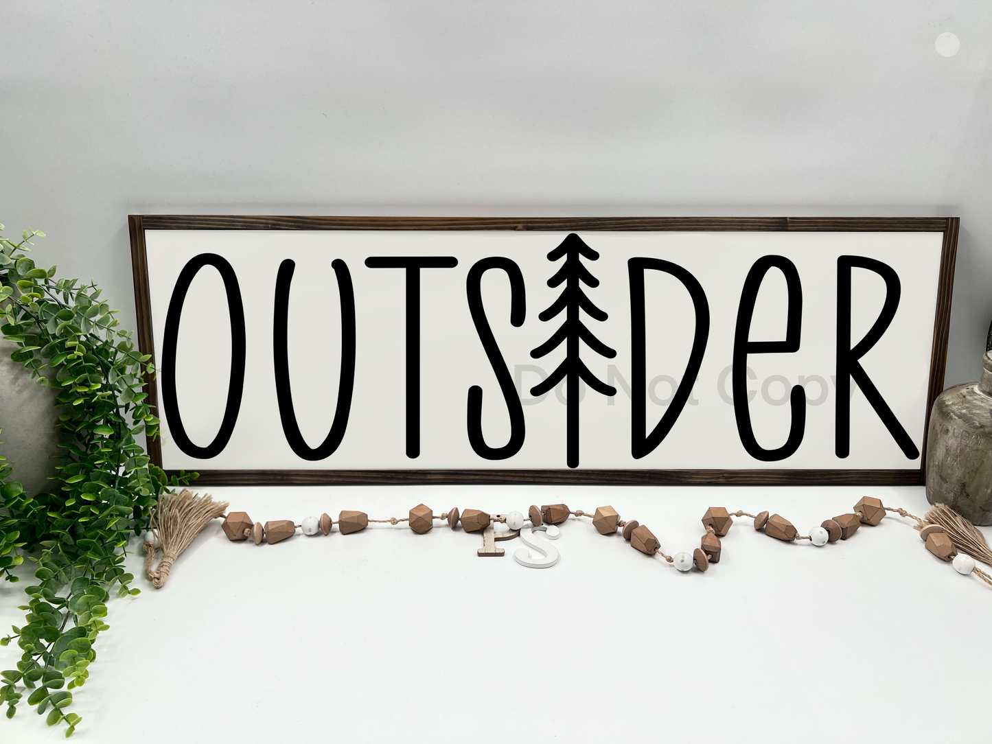 OUTSIDER - White/Thick/Kona - Wood Sign