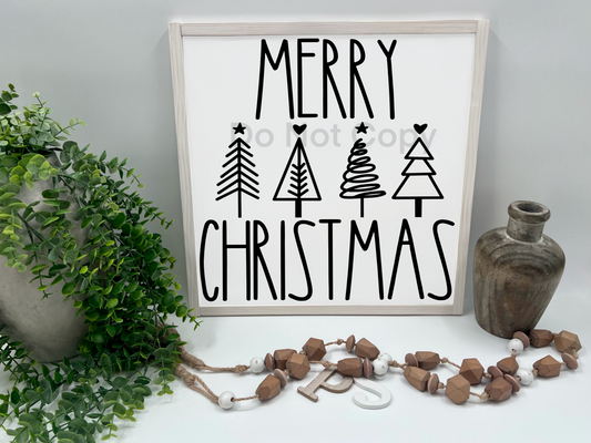 Merry Christmas - White/Thick/W. Wash. - Wood Sign