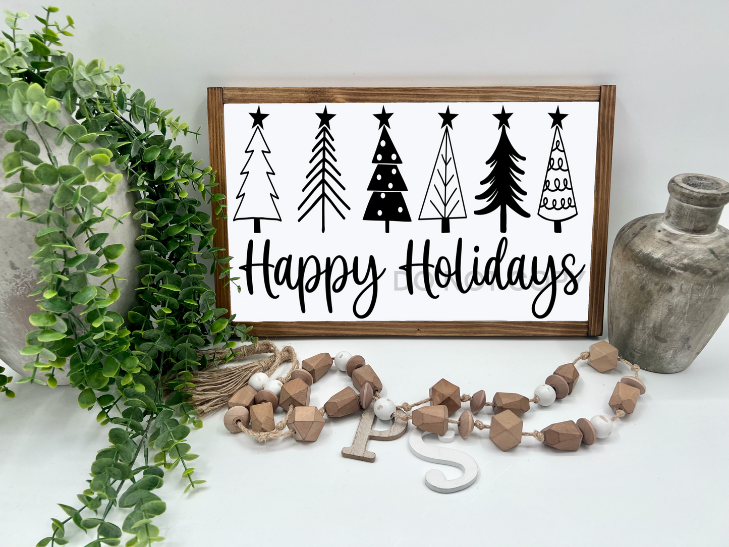 Happy Holidays  - White/Thick/E. Amer. - Wood Sign