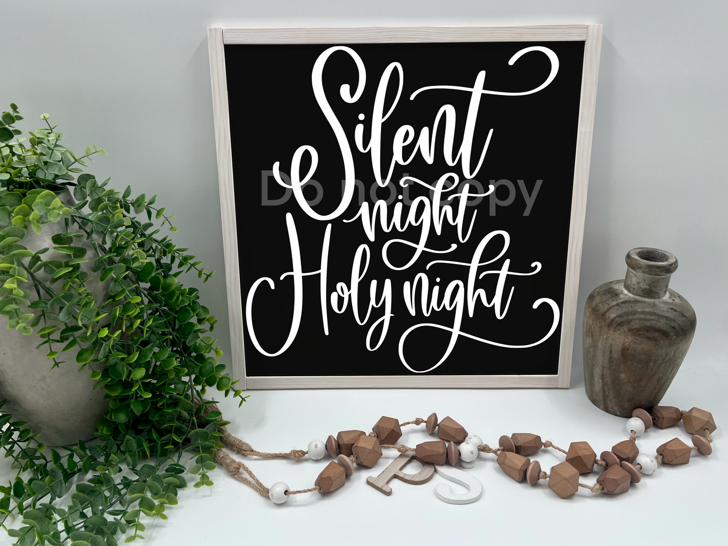 Silent Night - White/Thick/E. Amer. - Wood Sign