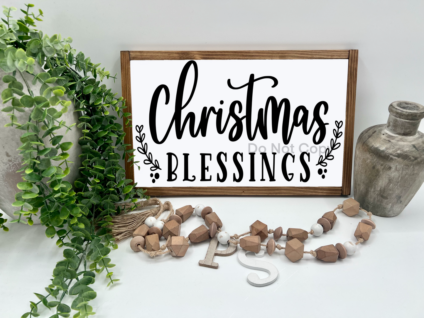 Christmas Blessings  - White/Thick/E. Amer. - Wood Sign