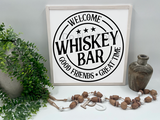 WHISKEY BAR - Black/Thick/E. Amer. - Wood Sign