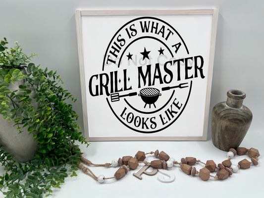 GRILL MASTER- Black/Thick/E. Amer. - Wood Sign